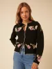 Black Floral Jaquard Collared Cardigan sold by Nobody's Child