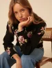 Black Floral Jaquard Collared Cardigan sold by Nobody's Child