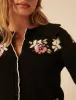 Black Floral Jaquard Collared Cardigan sold by Nobody's Child