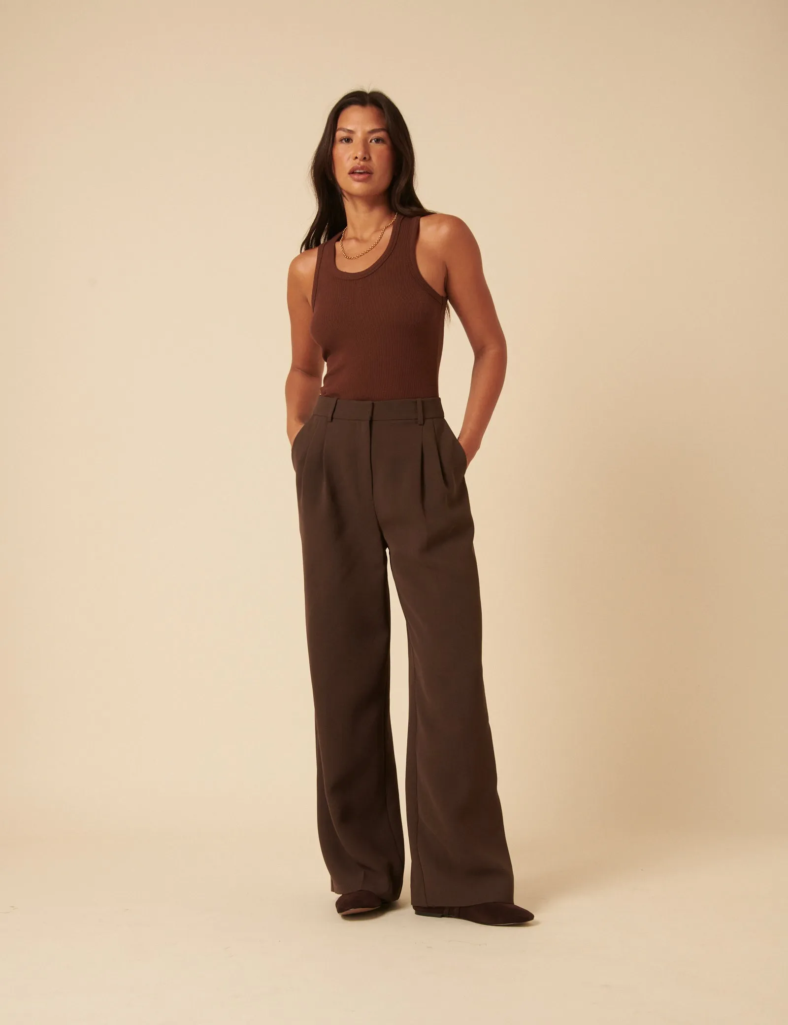 Brown Ribbed Vest Top sold by Nobody's Child product image thumbnail 4