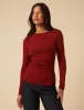 Red Ruched Long Sleeve Jersey Top sold by Nobody's Child