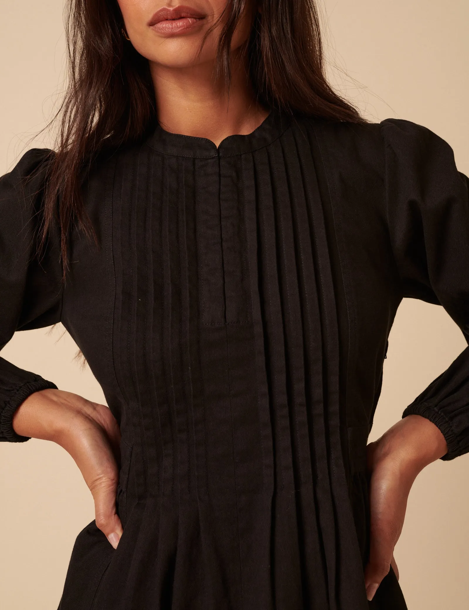 Black Denim Pintuck Tillie Mini Dress sold by Nobody's Child product image thumbnail 4