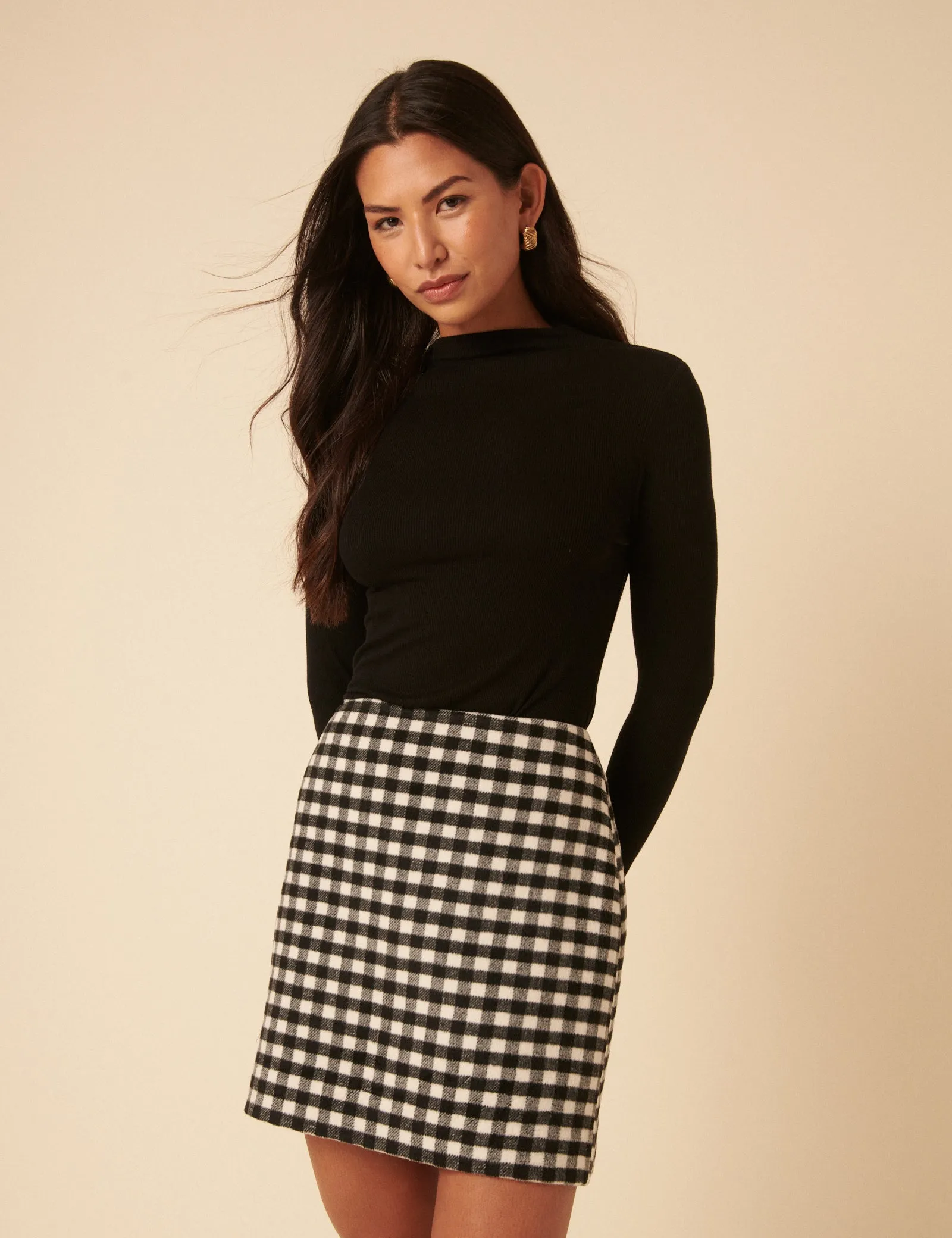Black Gingham Mini Skirt sold by Nobody's Child