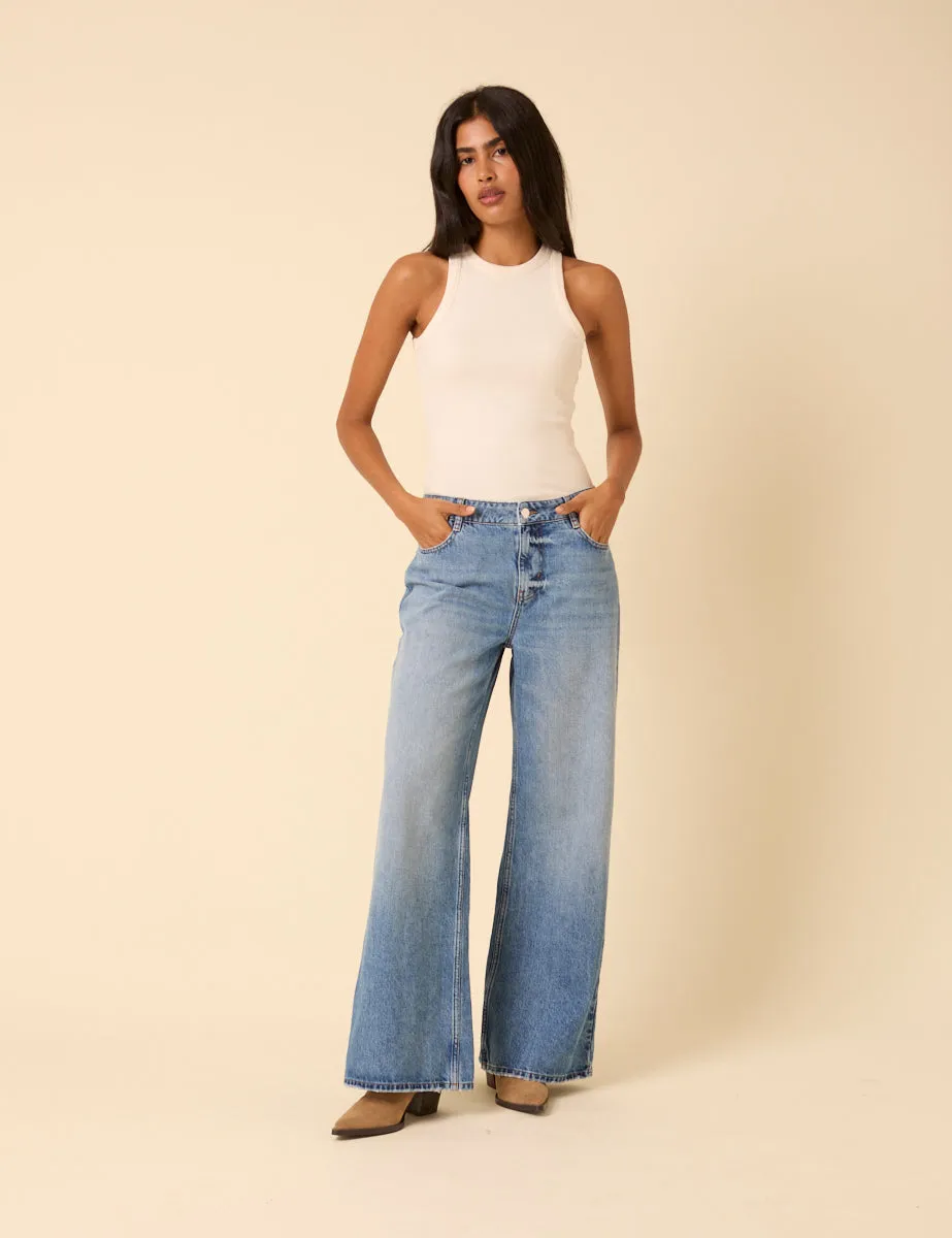 Light Blue Low Rise Wide Leg Jeans sold by Nobody's Child product image thumbnail 3