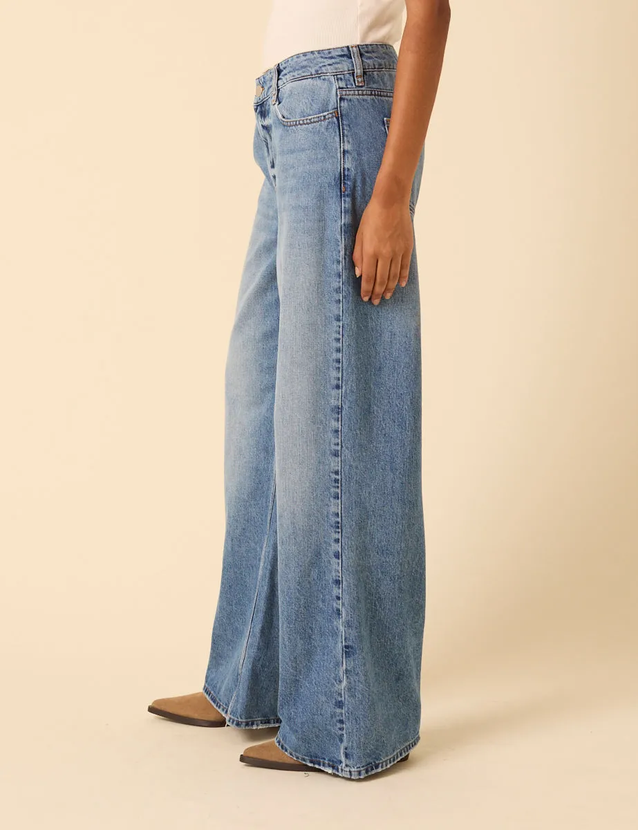 Light Blue Low Rise Wide Leg Jeans sold by Nobody's Child product image thumbnail 5