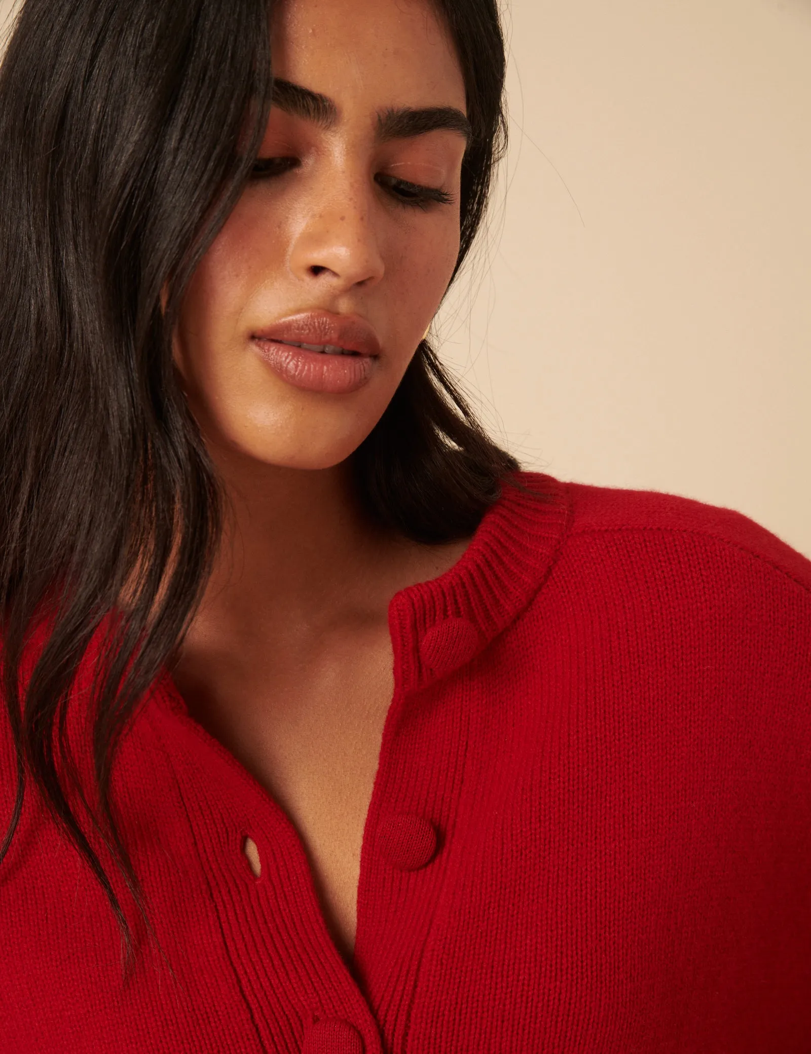 Red Wool Crew Neck Cardigan sold by Nobody's Child product image thumbnail 4