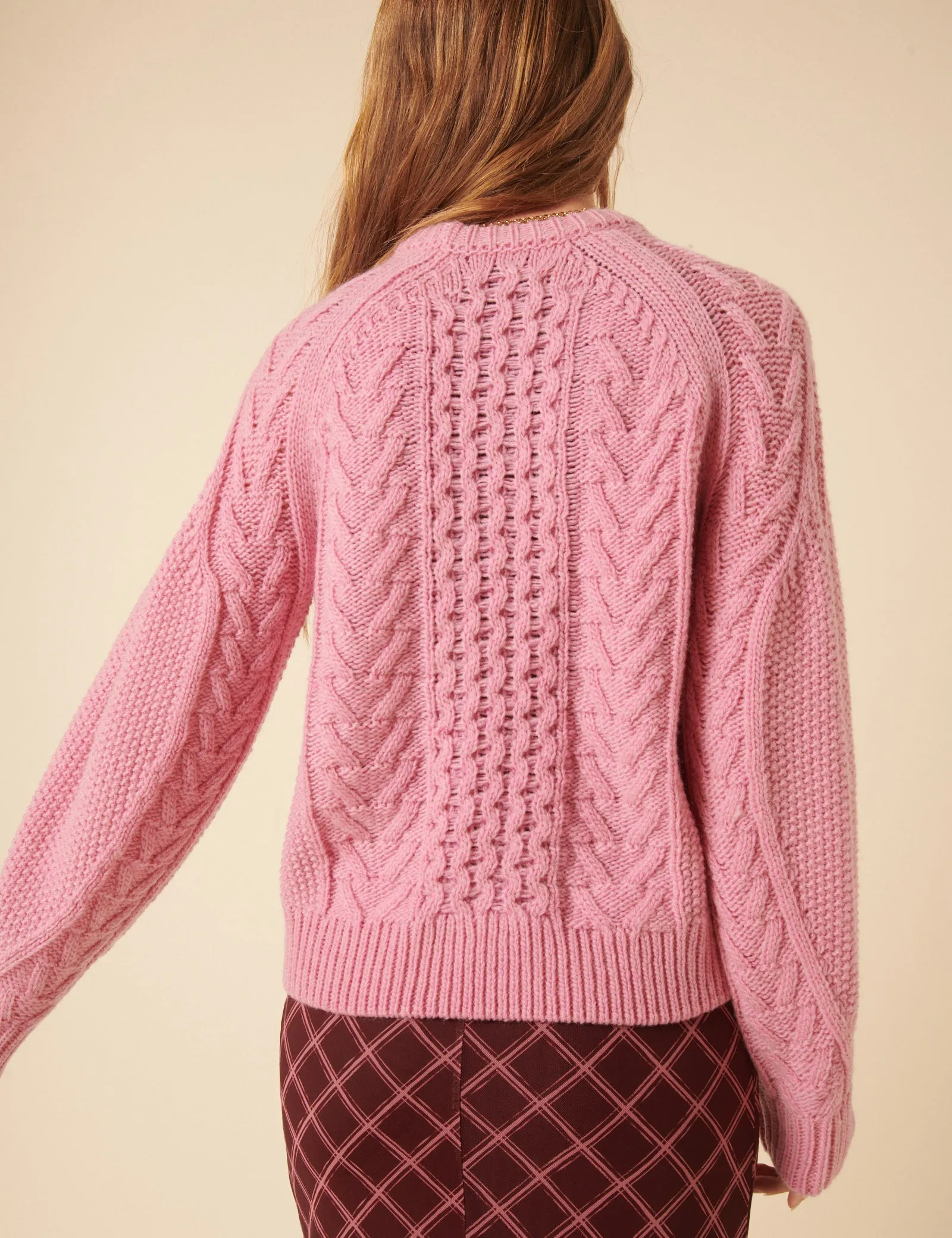 Pink Wool Blend Chunky Cable Jumper sold by Nobody's Child product image thumbnail 5