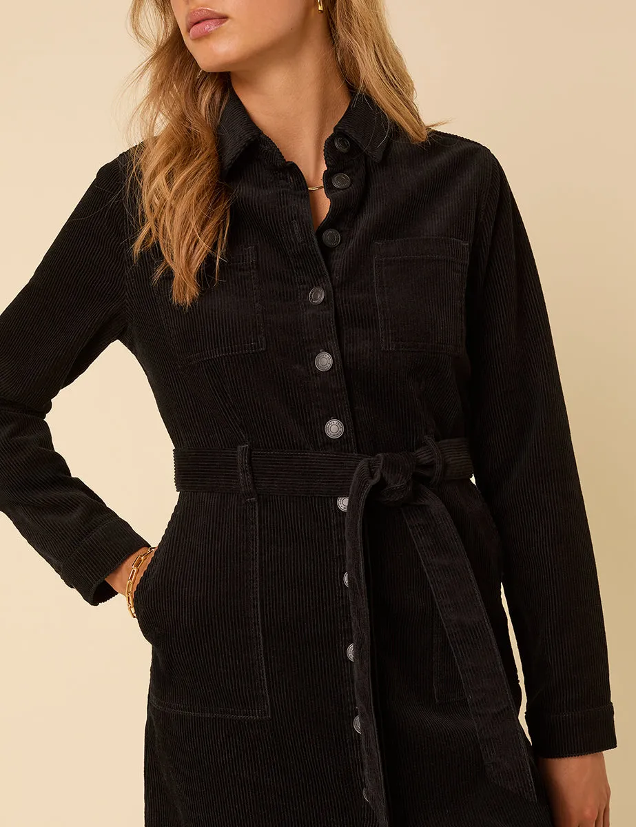 Black Cord Long Sleeve Finchley Mini Dress sold by Nobody's Child product image thumbnail 4