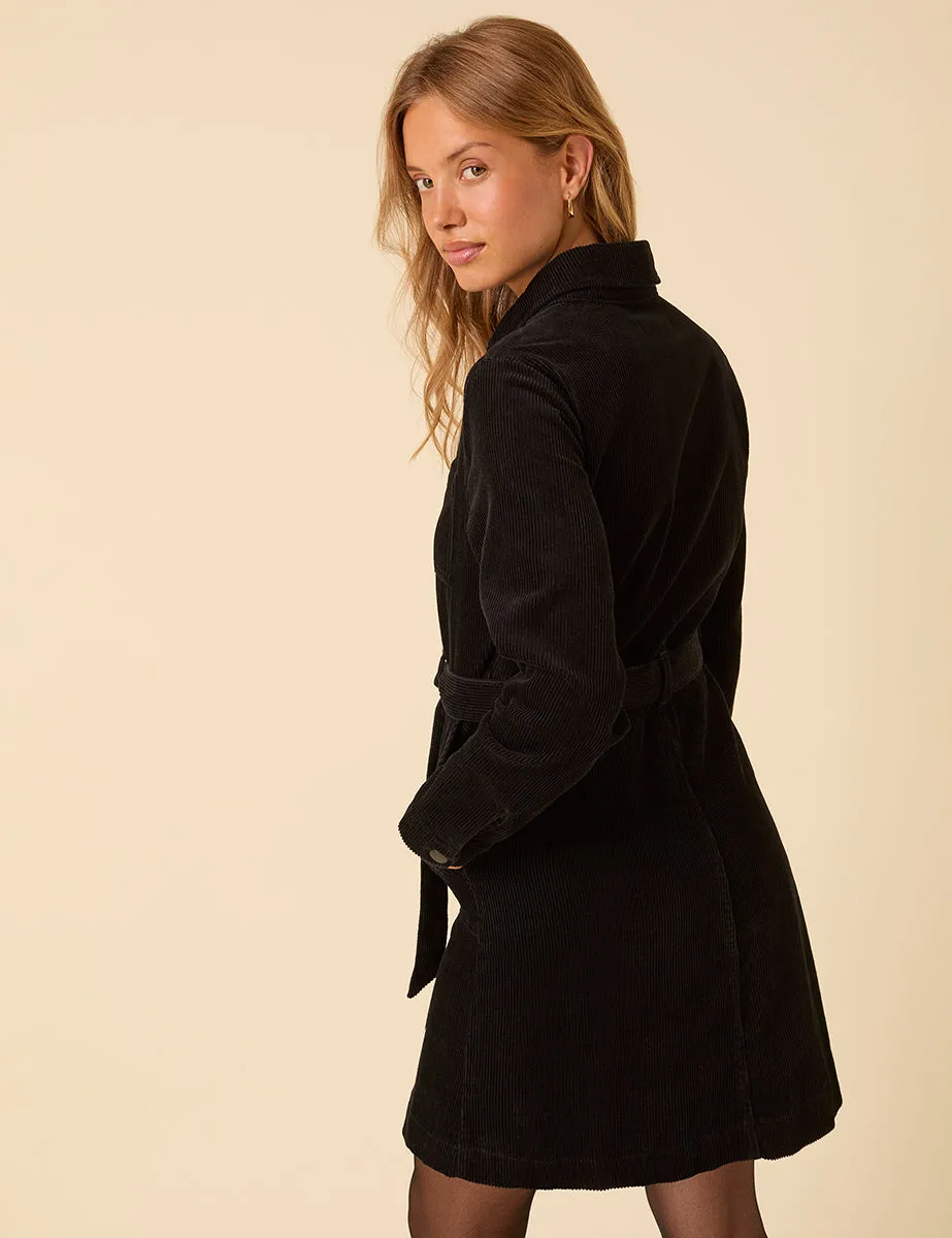 Black Cord Long Sleeve Finchley Mini Dress sold by Nobody's Child product image thumbnail 3