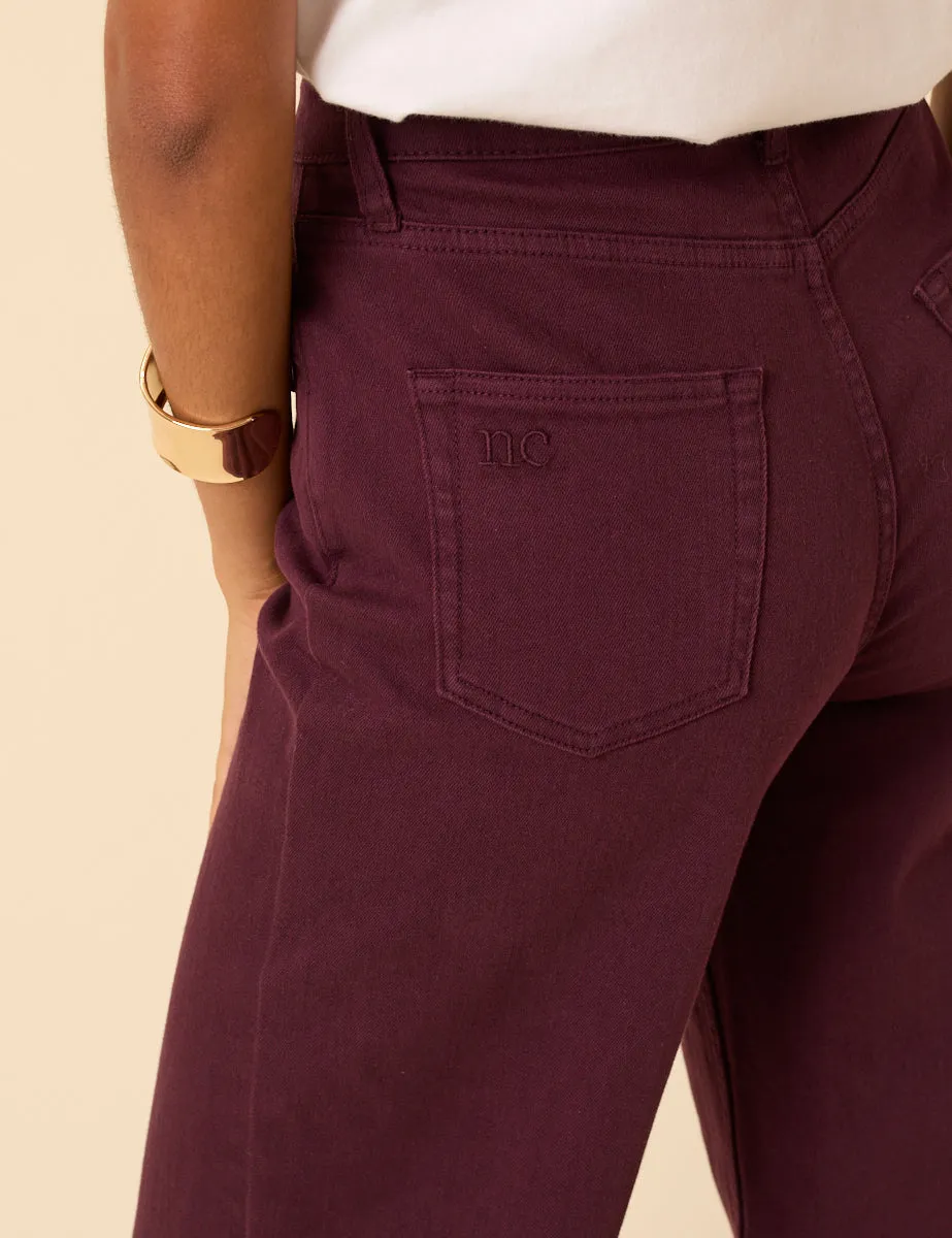 Burgundy High Rise Soho Wide Leg Jeans sold by Nobody's Child product image thumbnail 4