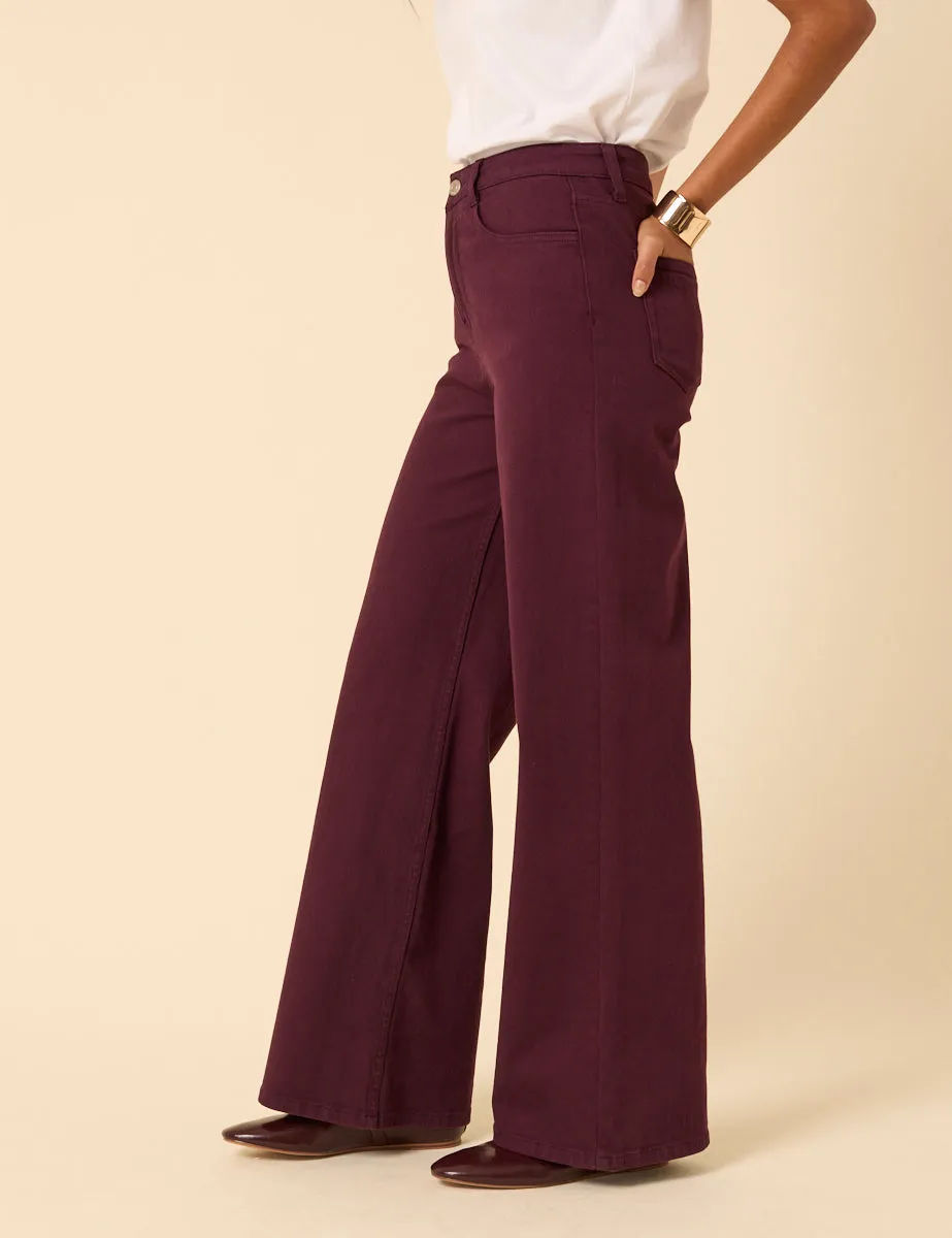 Burgundy High Rise Soho Wide Leg Jeans sold by Nobody's Child product image thumbnail 5