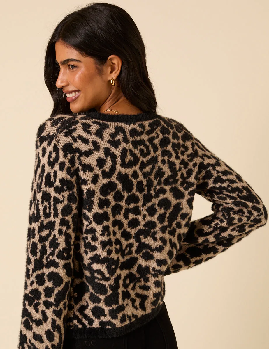 Leopard Print Tie Front Cardigan sold by Nobody's Child product image thumbnail 4