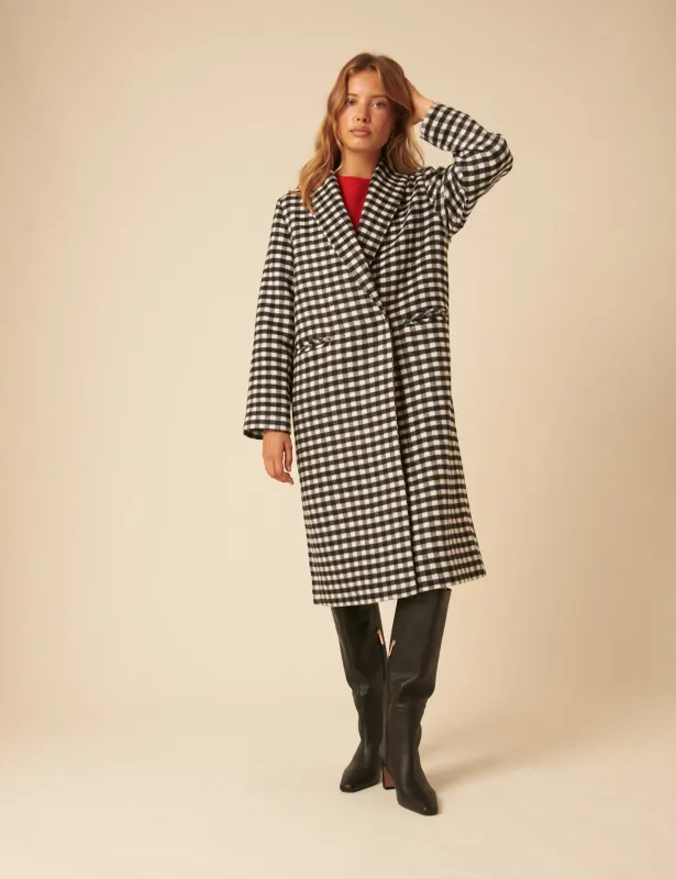 Black And White Gingham Double Breasted Coat sold by Nobody's Child