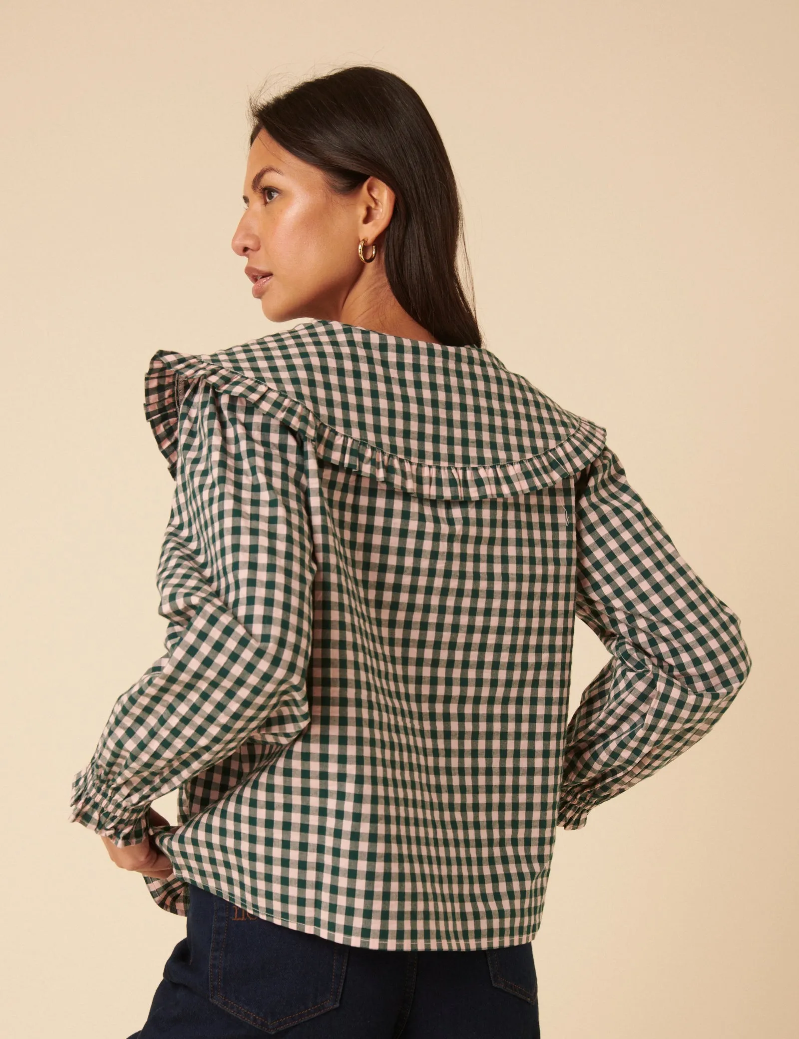 Green And Pink Gingham Collared Blouse sold by Nobody's Child product image thumbnail 4