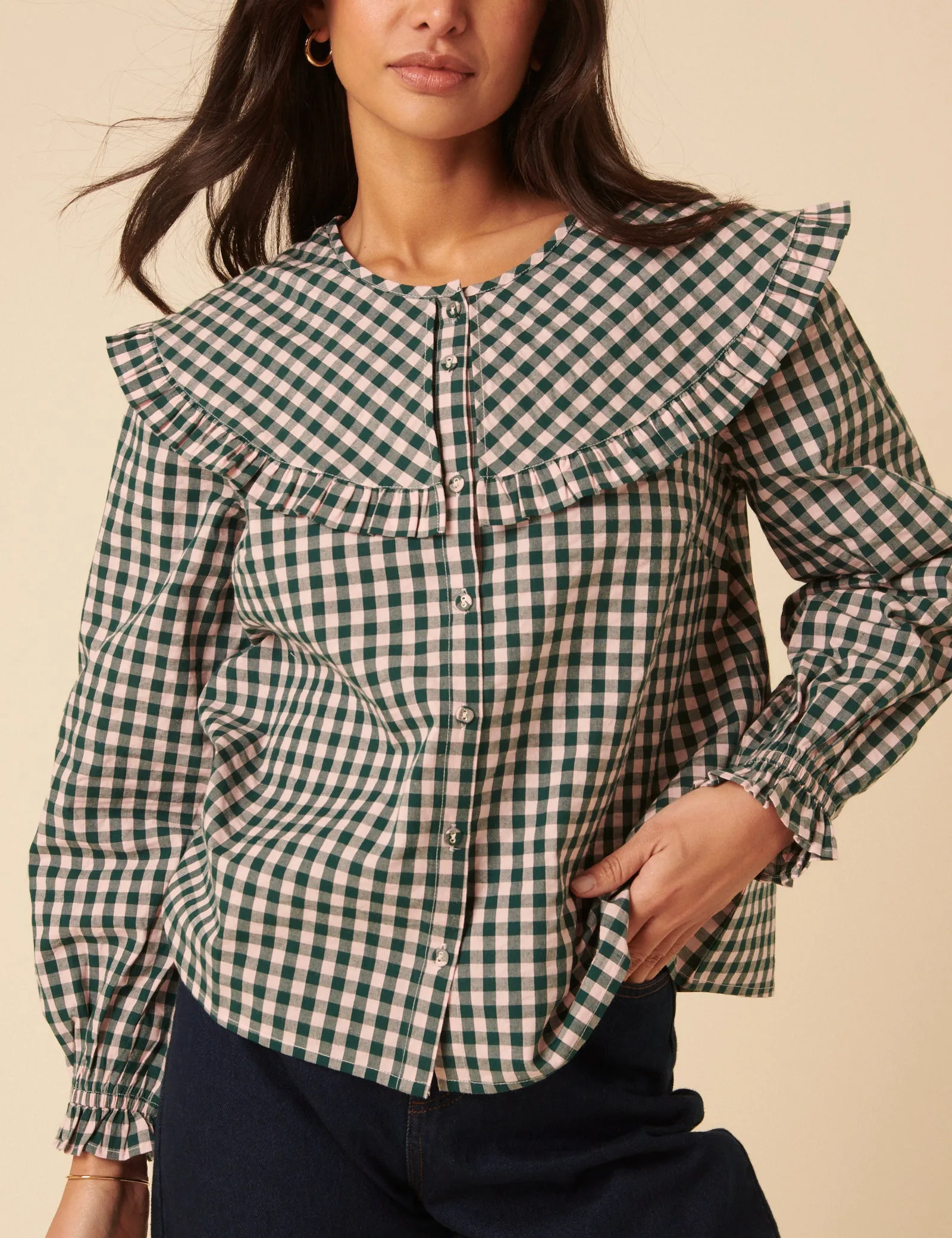 Green And Pink Gingham Collared Blouse sold by Nobody's Child product image thumbnail 5