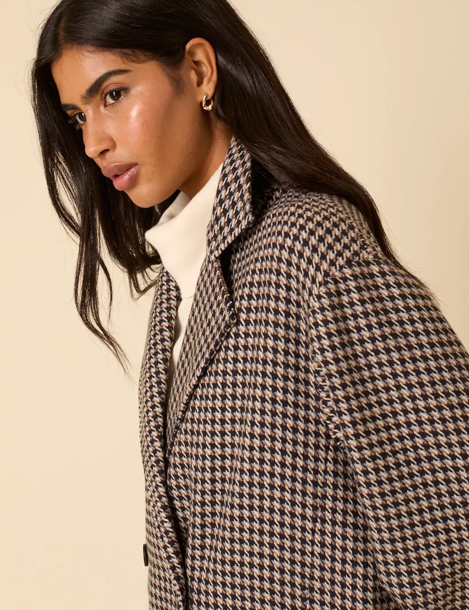Black And Brown Houndstooth Relaxed Coat sold by Nobody's Child product image thumbnail 5