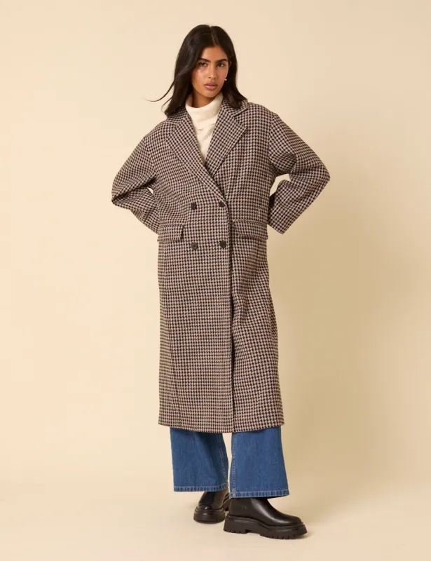 Black And Brown Houndstooth Relaxed Coat sold by Nobody's Child