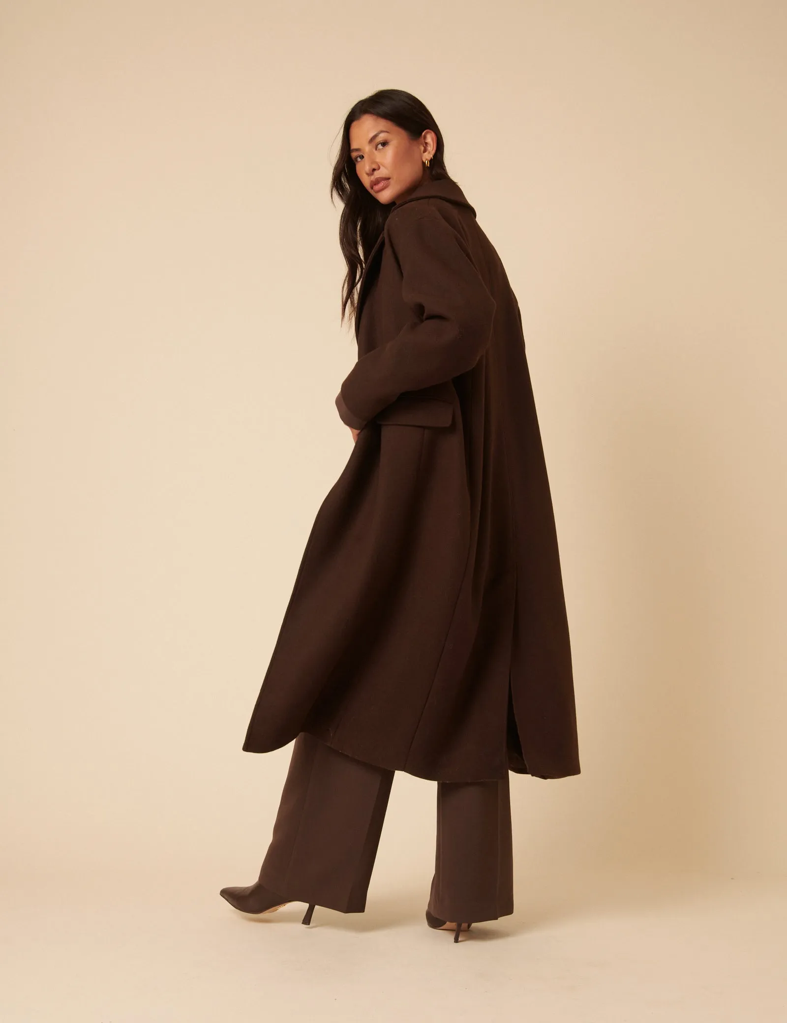 Chocolate Brown Double Breasted Relaxed Coat sold by Nobody's Child product image thumbnail 5