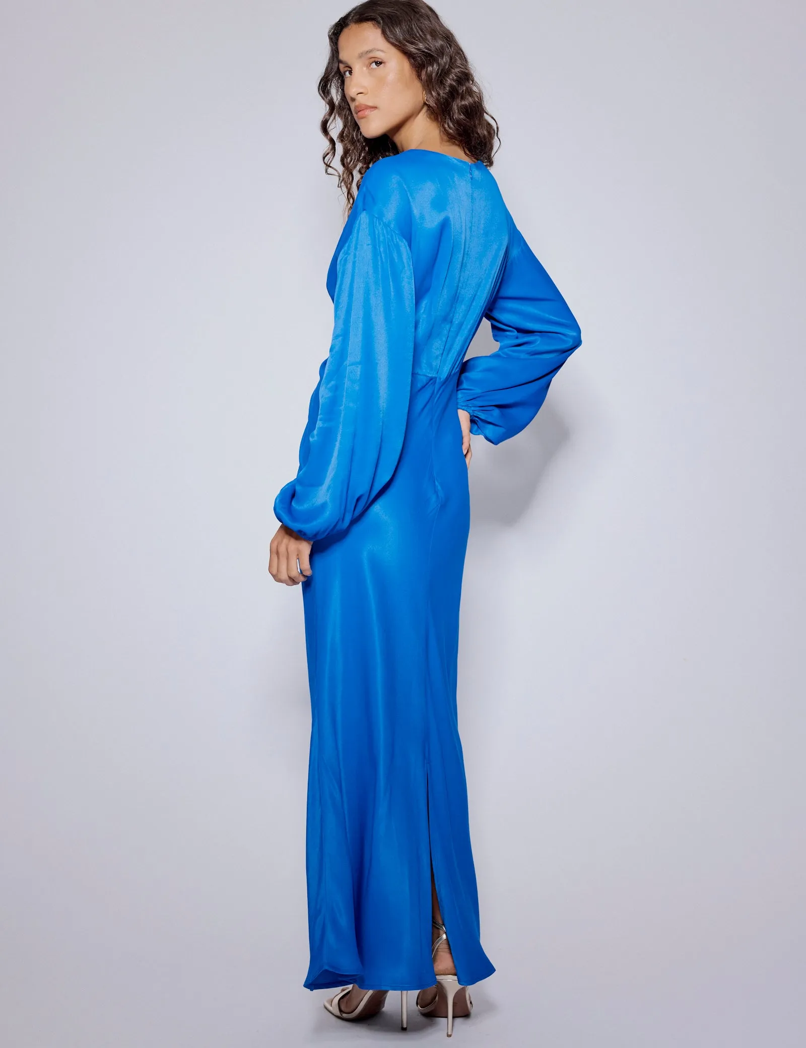 Electric Blue Balloon Sleeve Adina Midi Dress sold by Nobody's Child product image thumbnail 5