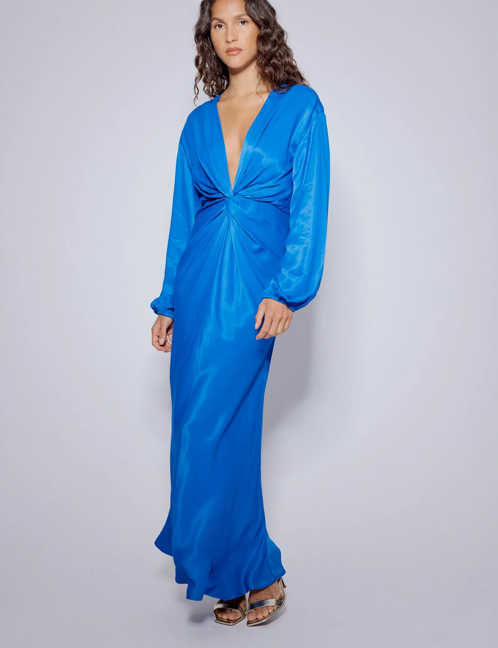 Electric Blue Balloon Sleeve Adina Midi Dress sold by Nobody's Child product image thumbnail 4