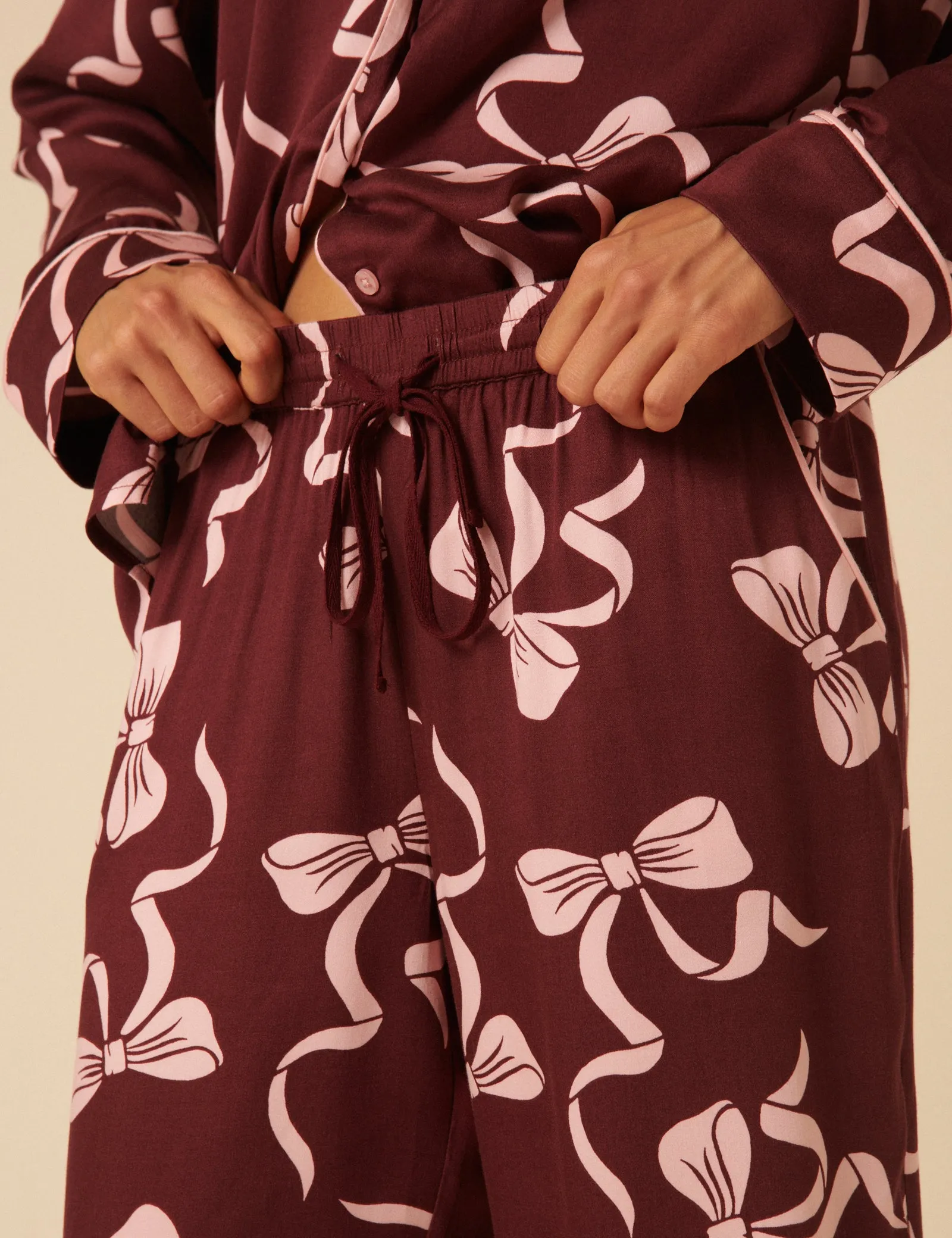 Burgundy Bow Printed Pyjama Set sold by Nobody's Child product image thumbnail 4