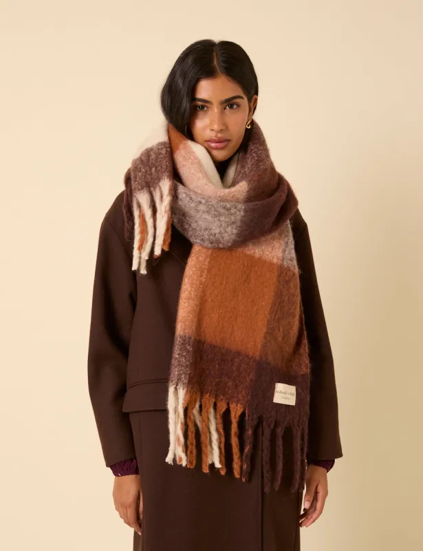 Brown & Beige Check Scarf made by Nobody's Child