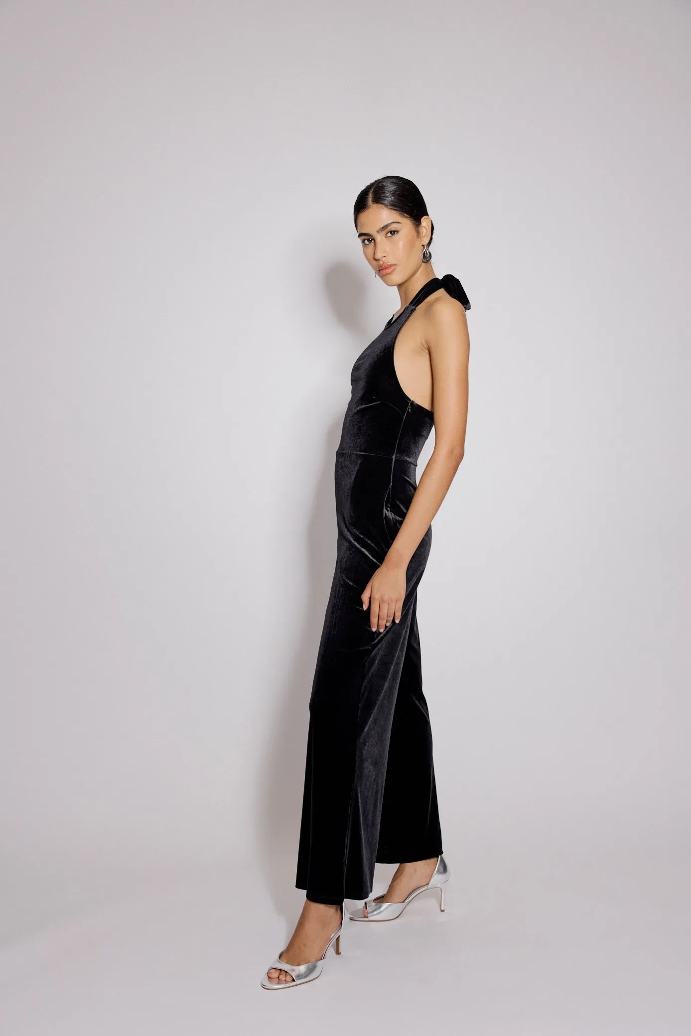Black Velvet Halter Neck Jumpsuit sold by Nobody's Child product image thumbnail 4