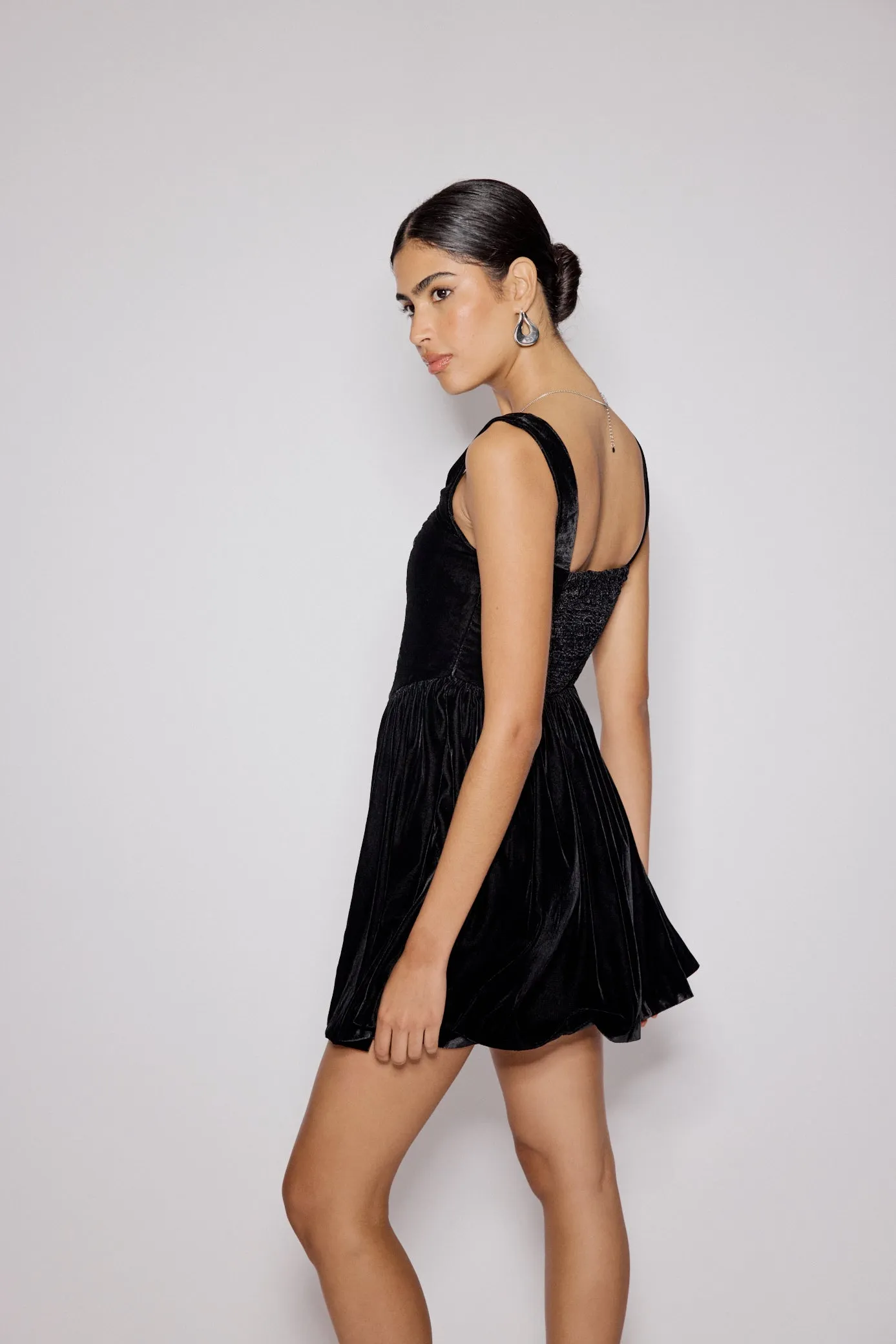 Black Velvet Drop Waist Leo Mini Dress sold by Nobody's Child product image thumbnail 5