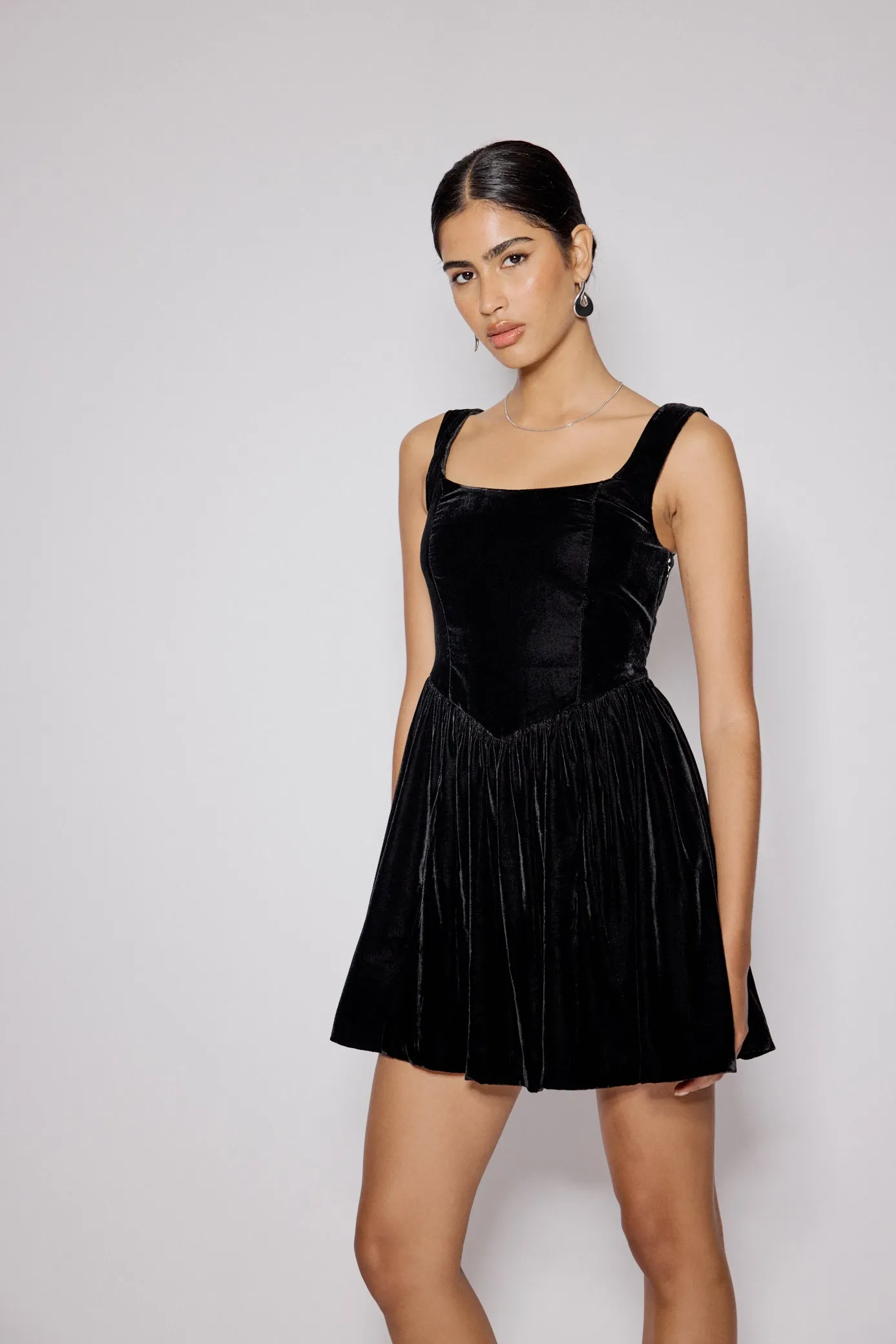 Black Velvet Drop Waist Leo Mini Dress sold by Nobody's Child product image thumbnail 2