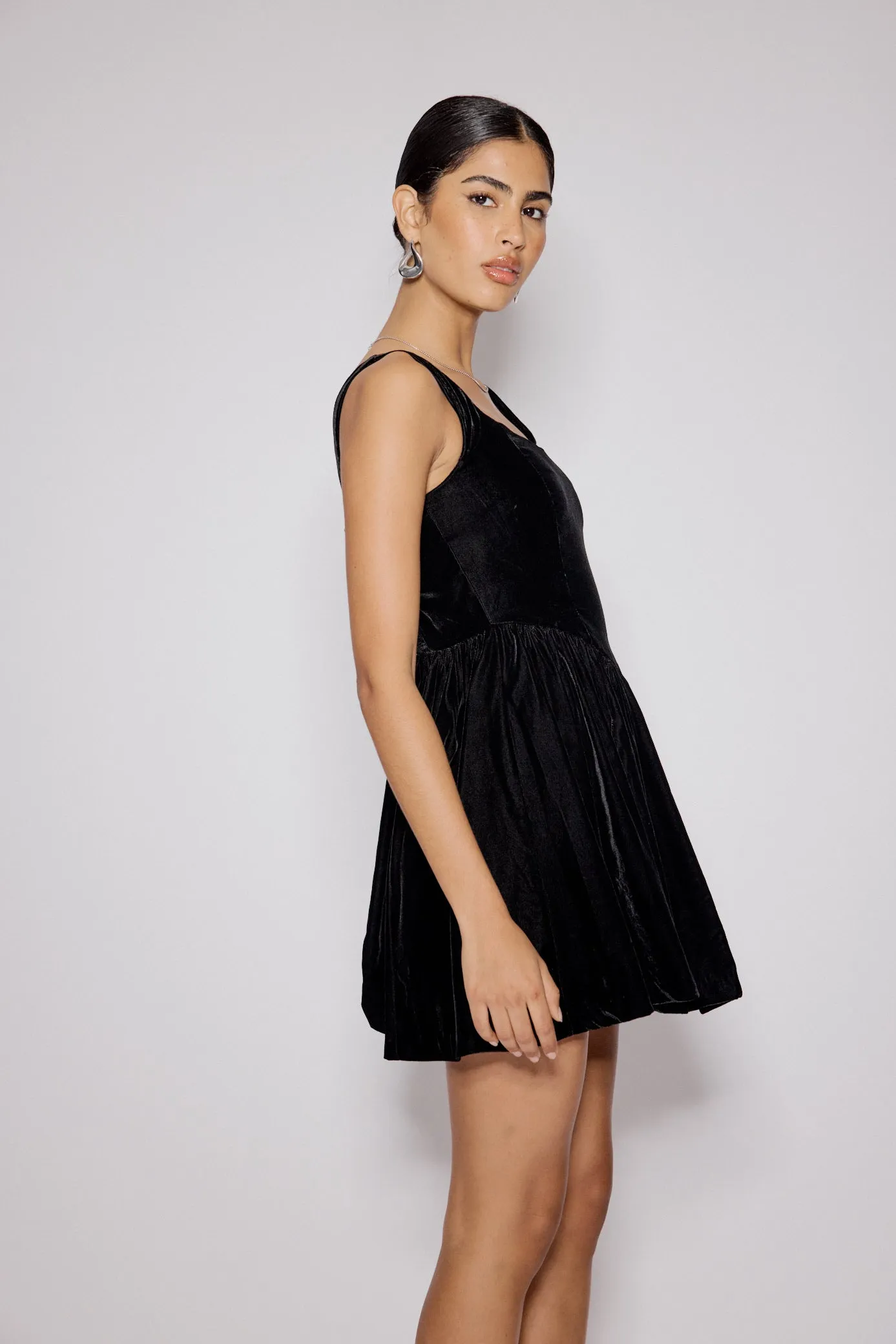 Black Velvet Drop Waist Leo Mini Dress sold by Nobody's Child product image thumbnail 4