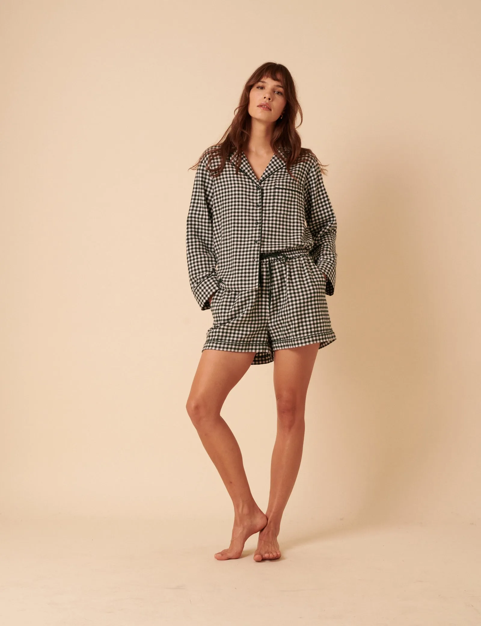 Forest Green Check Pyjama Shorts sold by Nobody's Child product image thumbnail 4