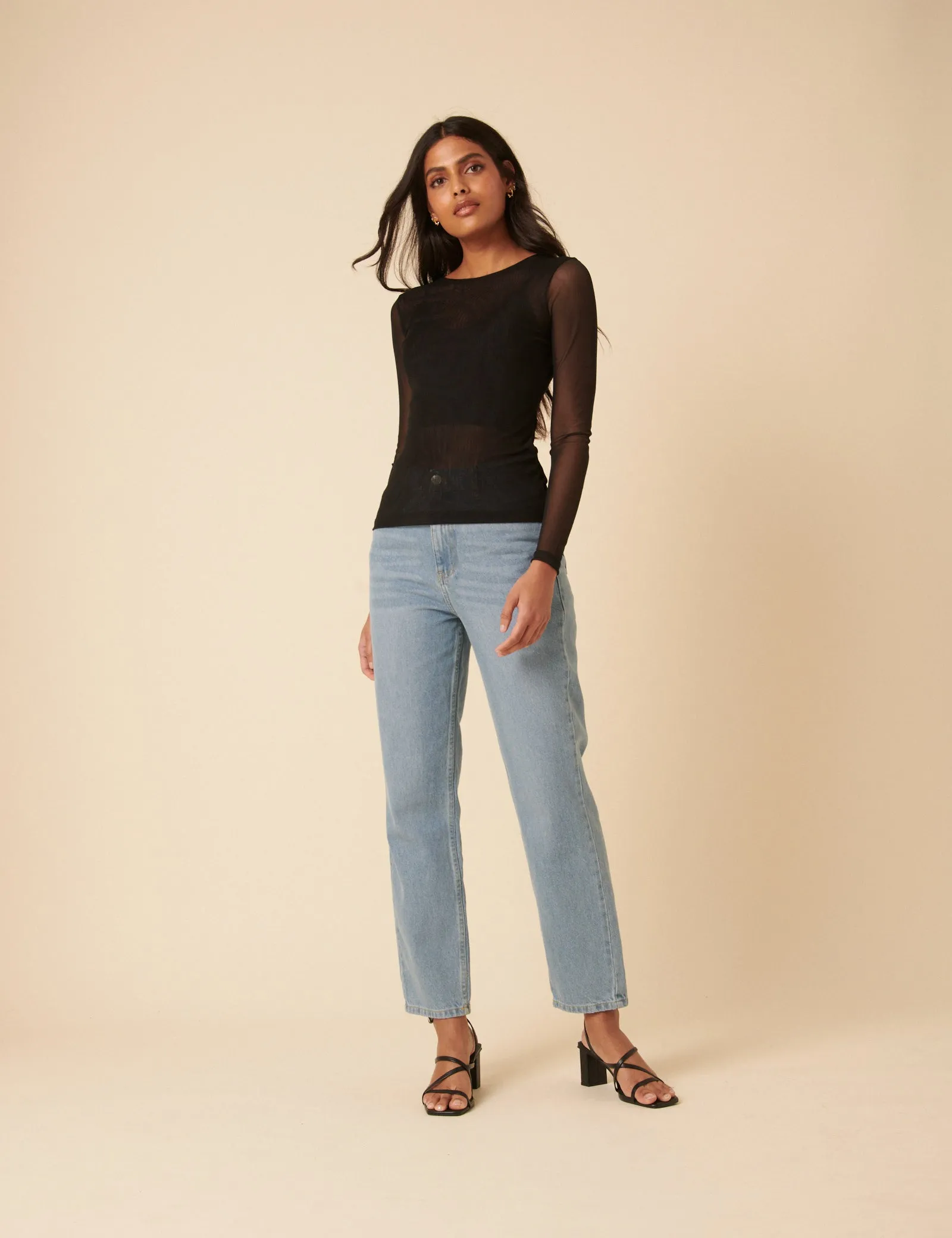 Black Long Sleeve Mesh Top sold by Nobody's Child product image thumbnail 3