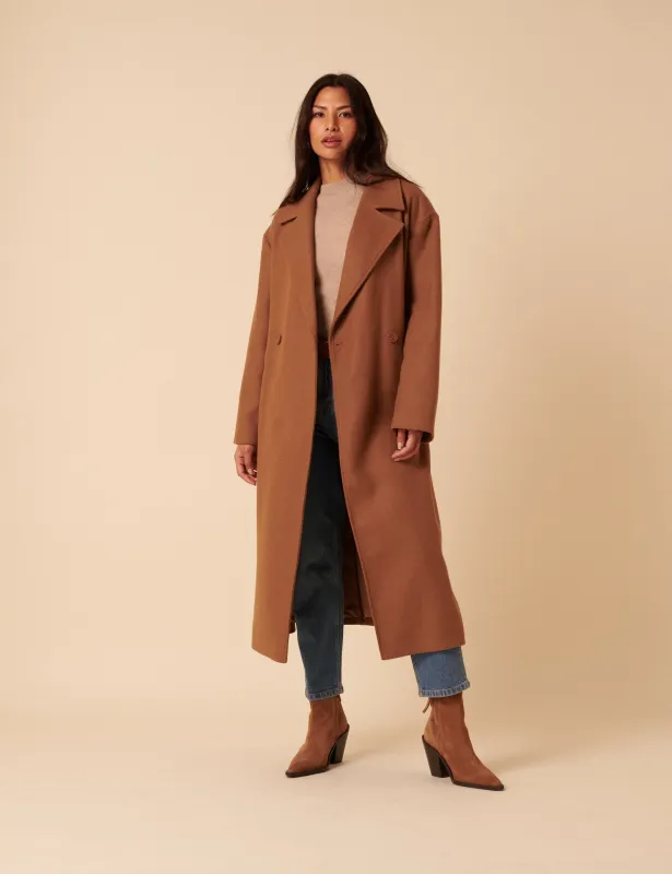 Camel Tie Belt Wrap Coat sold by Nobody's Child