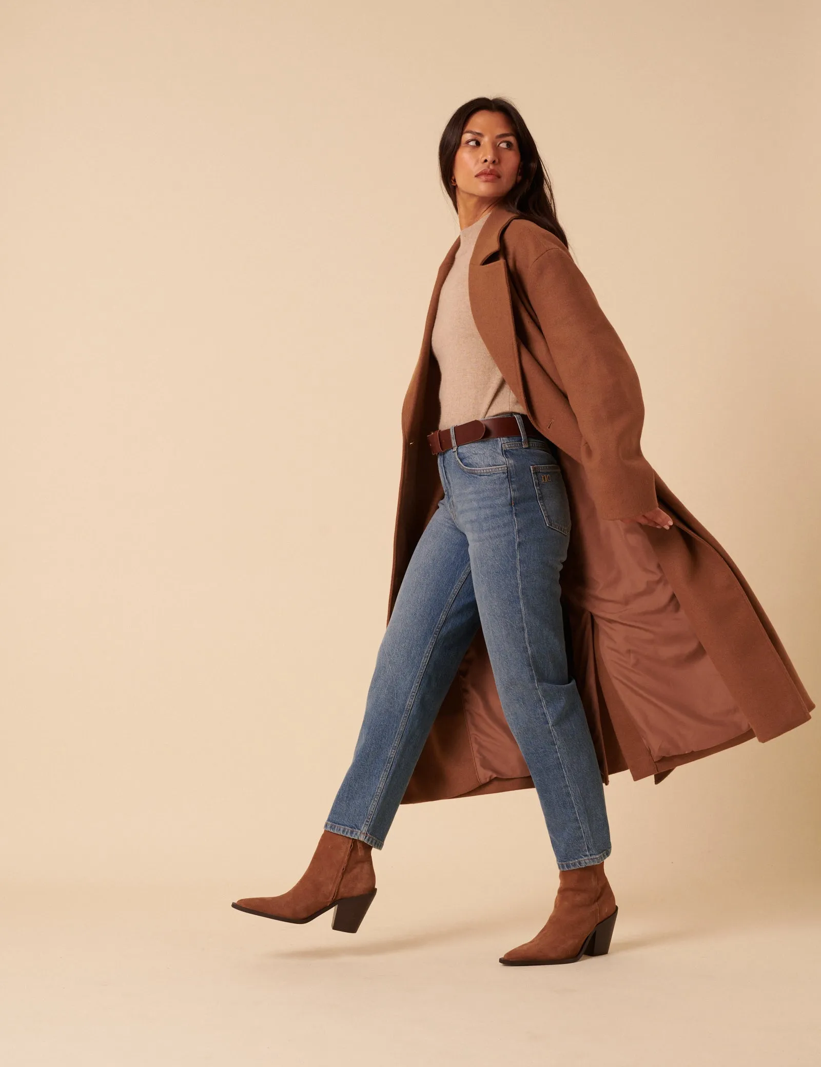 Camel Tie Belt Wrap Coat sold by Nobody's Child product image thumbnail 4