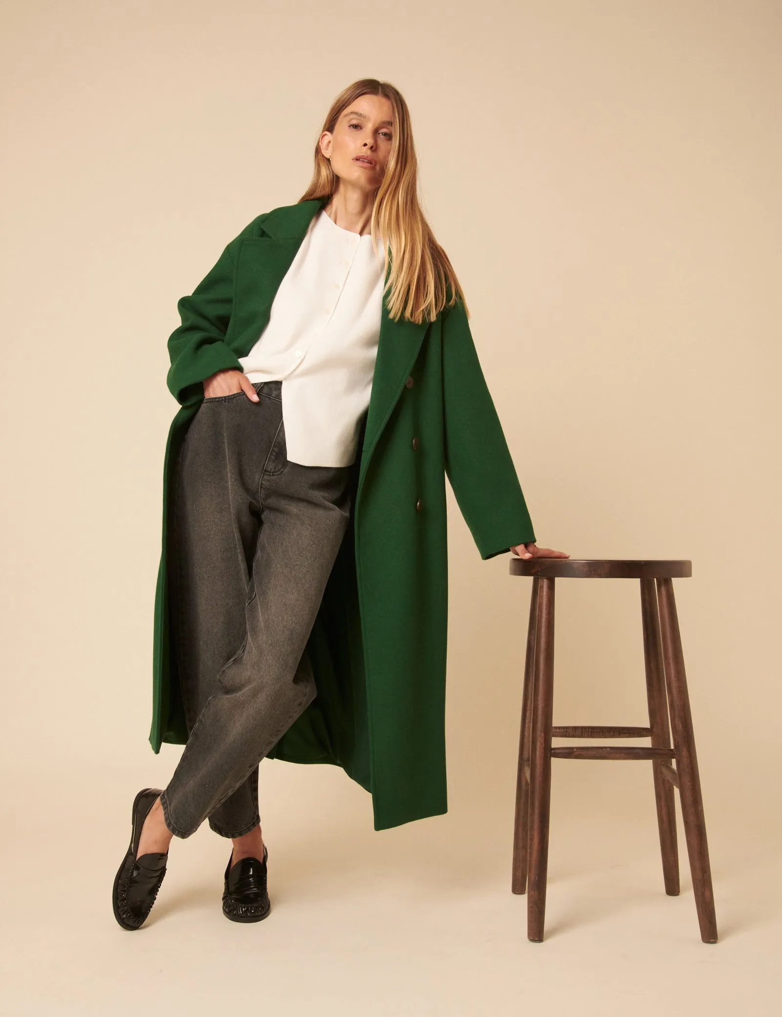 Green Double Breasted Coat sold by Nobody's Child product image thumbnail 4