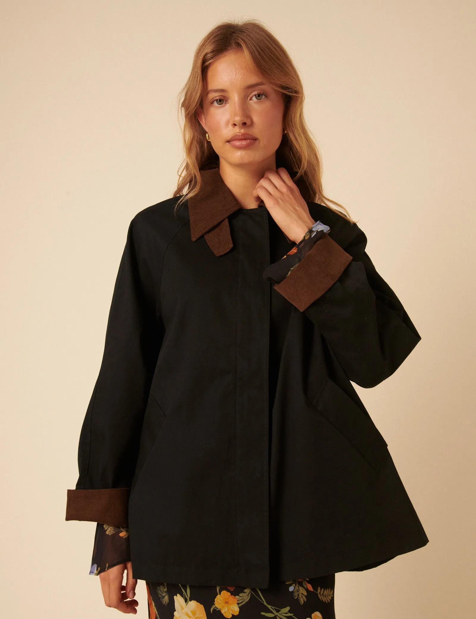 Dark Navy Cord Detail Barn Jacket sold by Nobody's Child