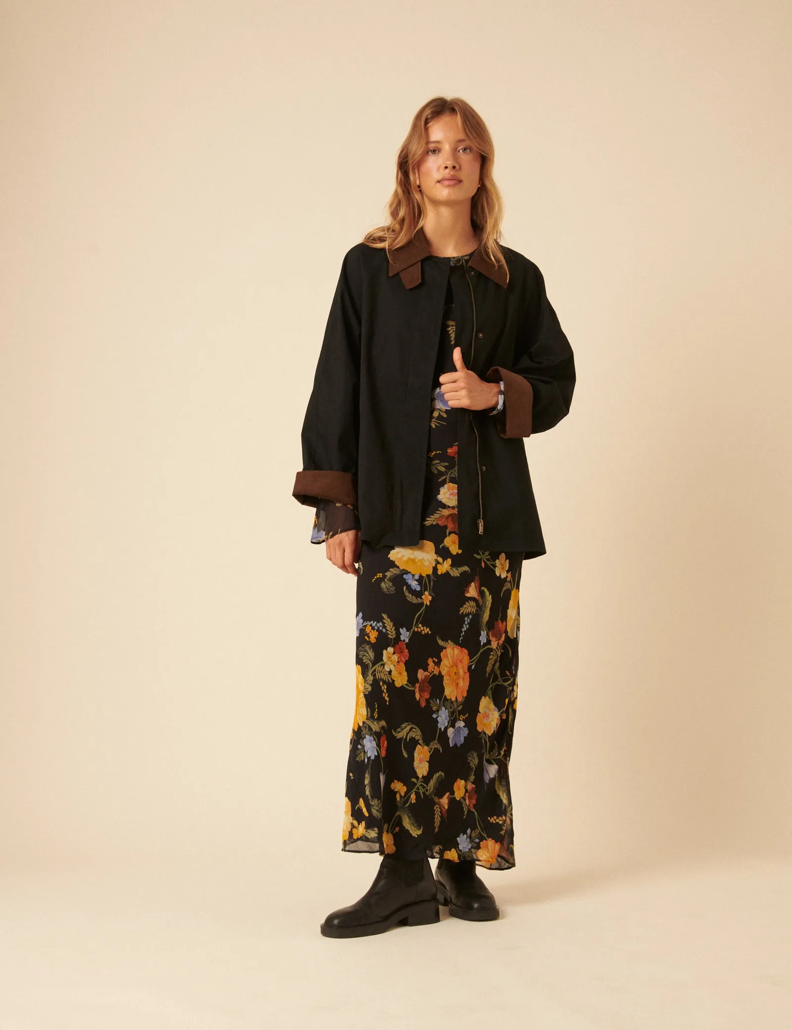 Dark Navy Cord Detail Barn Jacket sold by Nobody's Child product image thumbnail 3