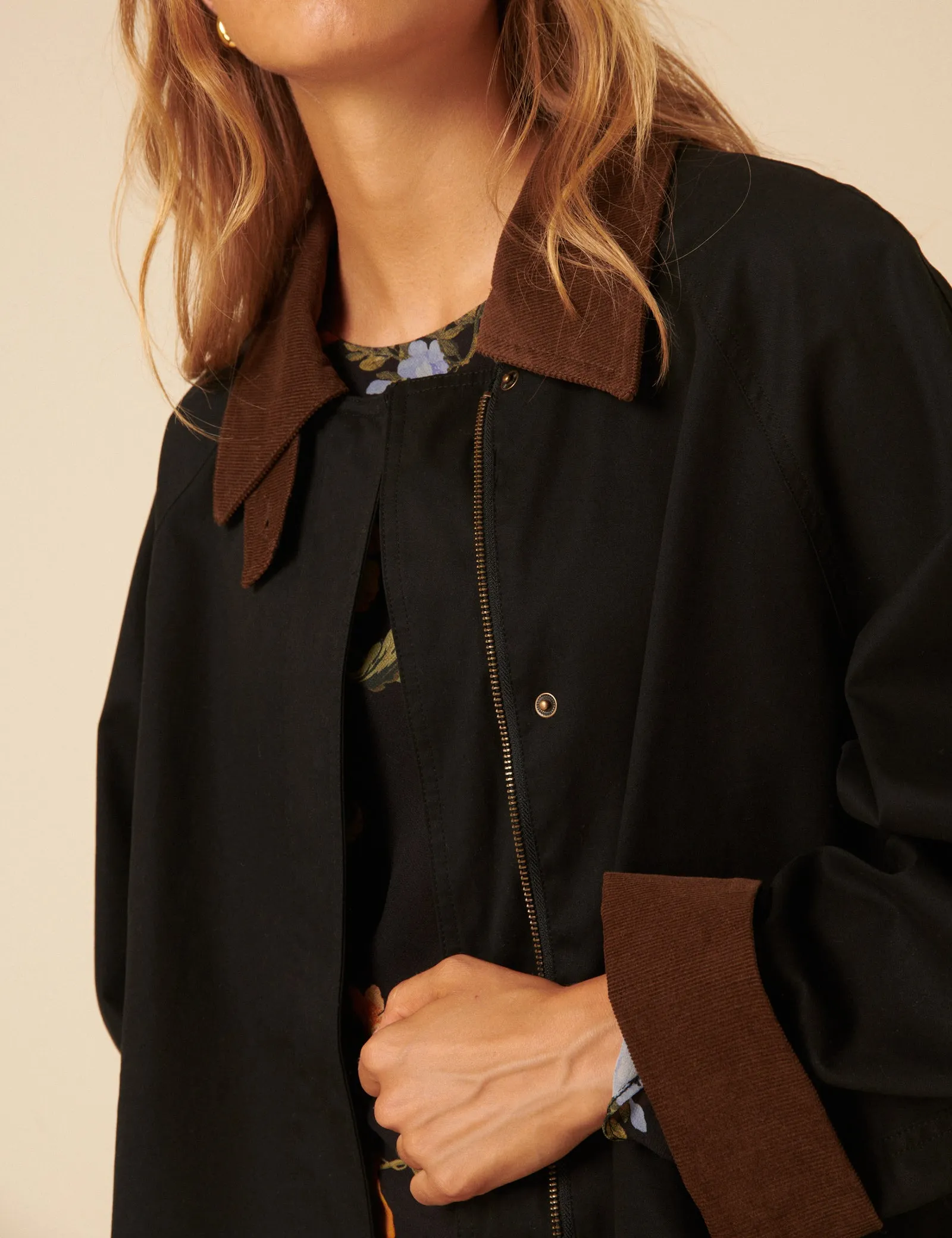 Dark Navy Cord Detail Barn Jacket sold by Nobody's Child product image thumbnail 2