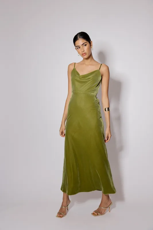 Green Velvet Trixie Midi Dress sold by Nobody's Child