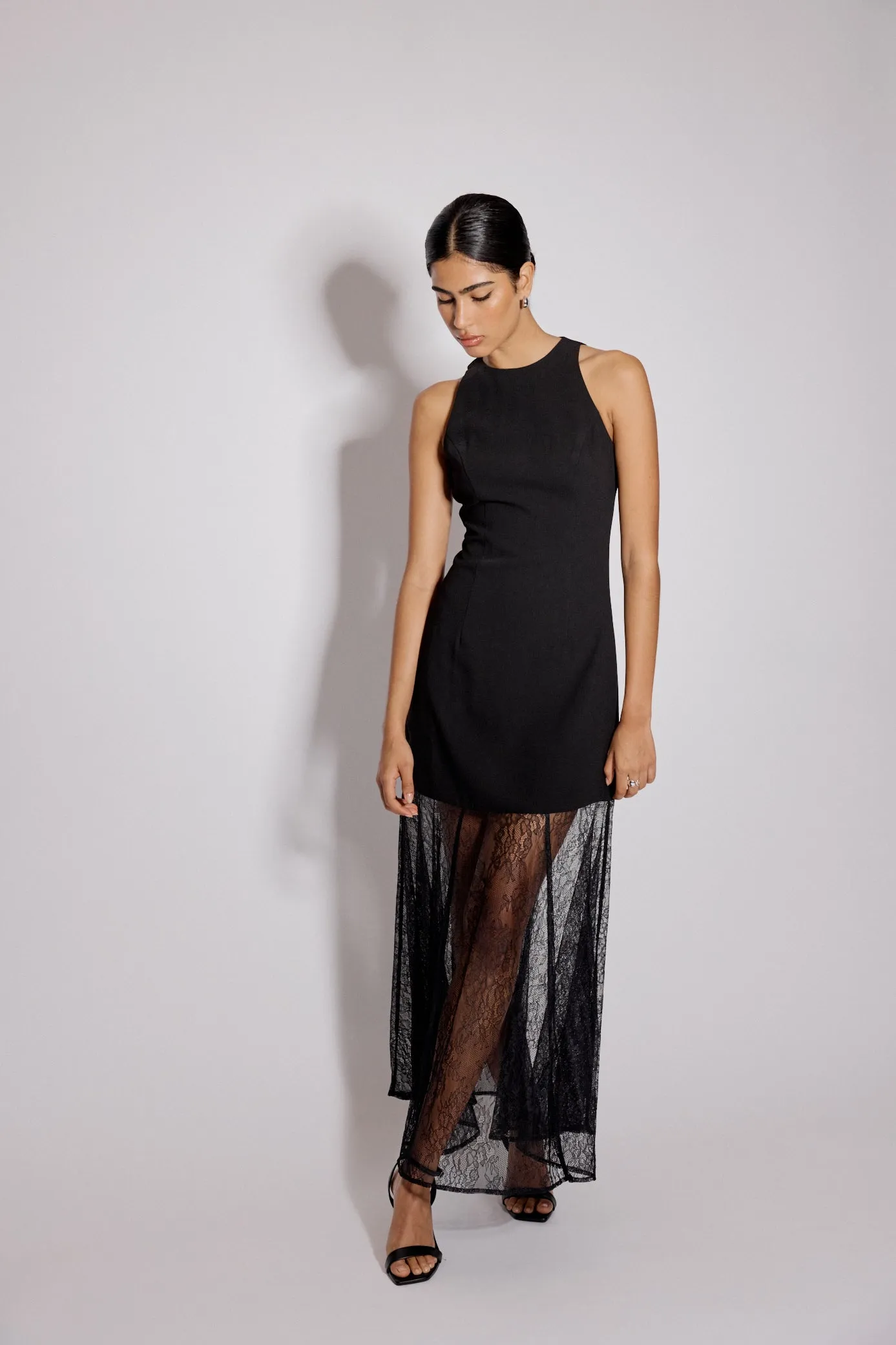 Black Vanessa Lace Skirt Midi Dress sold by Nobody's Child product image thumbnail 3