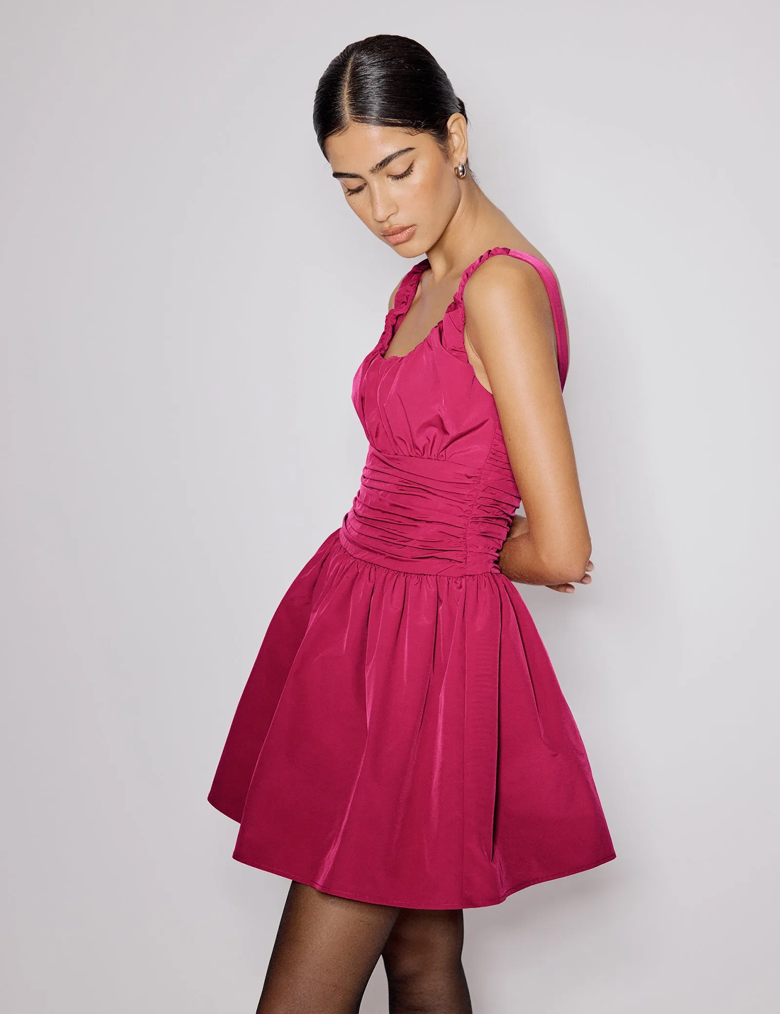 Pink Ruched Sleeveless Renee Mini Dress sold by Nobody's Child product image thumbnail 4