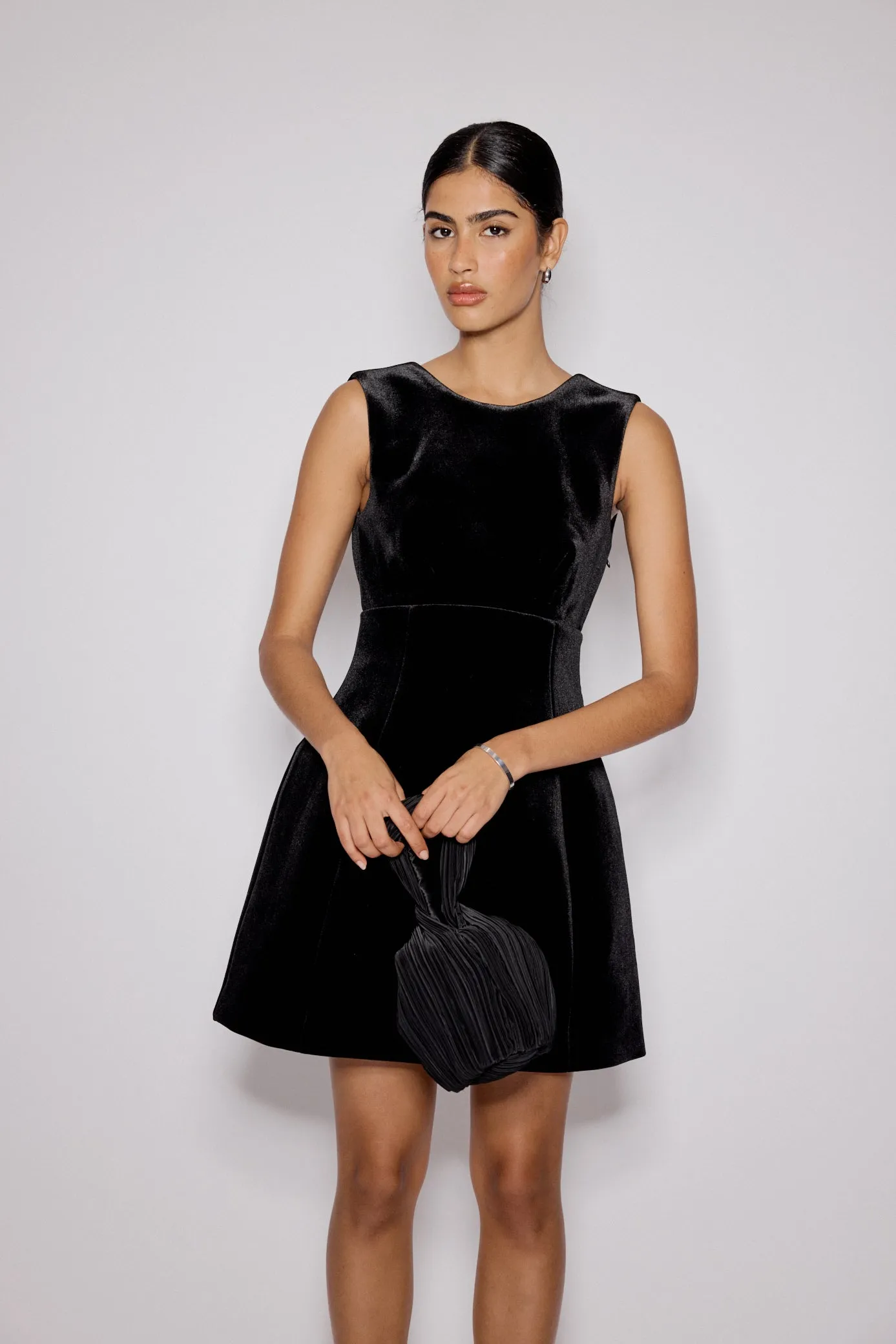 Black Velvet A-line Gemini Mini Dress sold by Nobody's Child