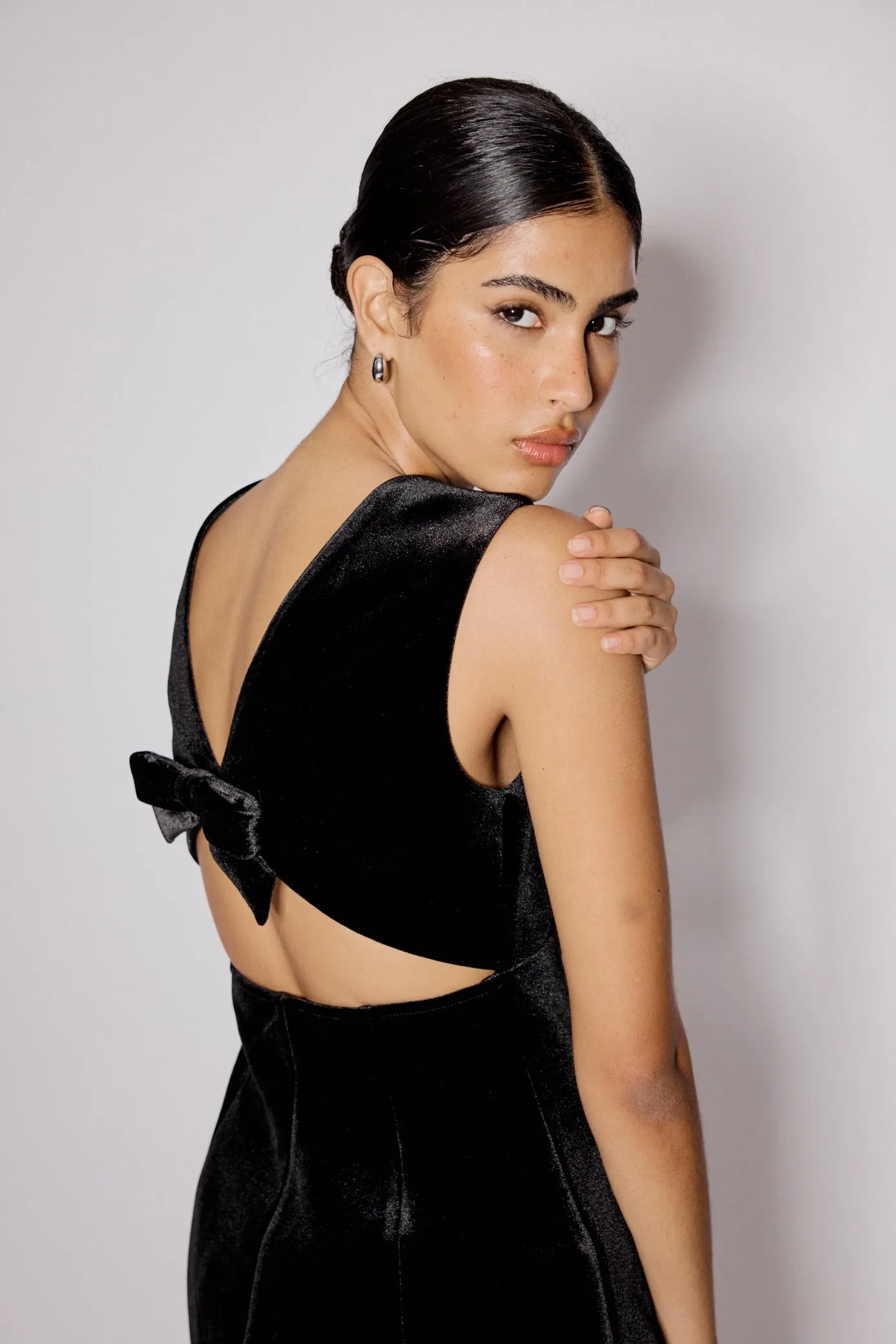 Black Velvet A-line Gemini Mini Dress sold by Nobody's Child product image thumbnail 4