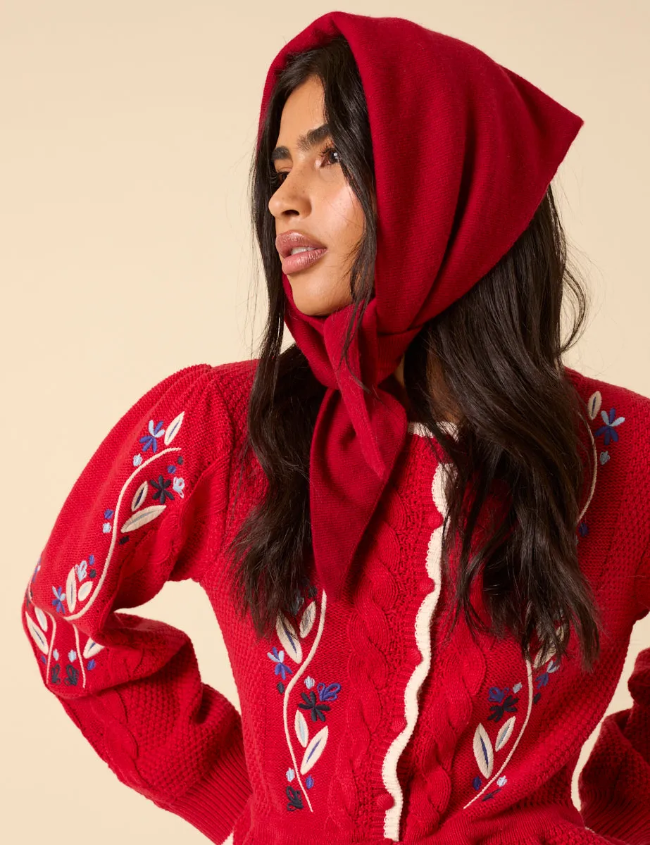 Red Wool-blend Triangle Scarf sold by Nobody's Child product image thumbnail 3