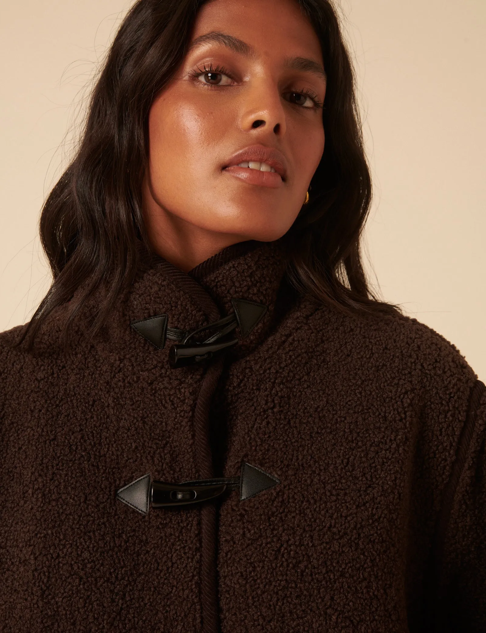 Brown Long Borg Duffle Coat sold by Nobody's Child product image thumbnail 3