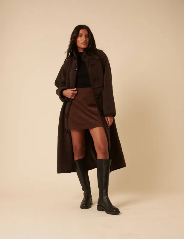 Brown Long Borg Duffle Coat sold by Nobody's Child