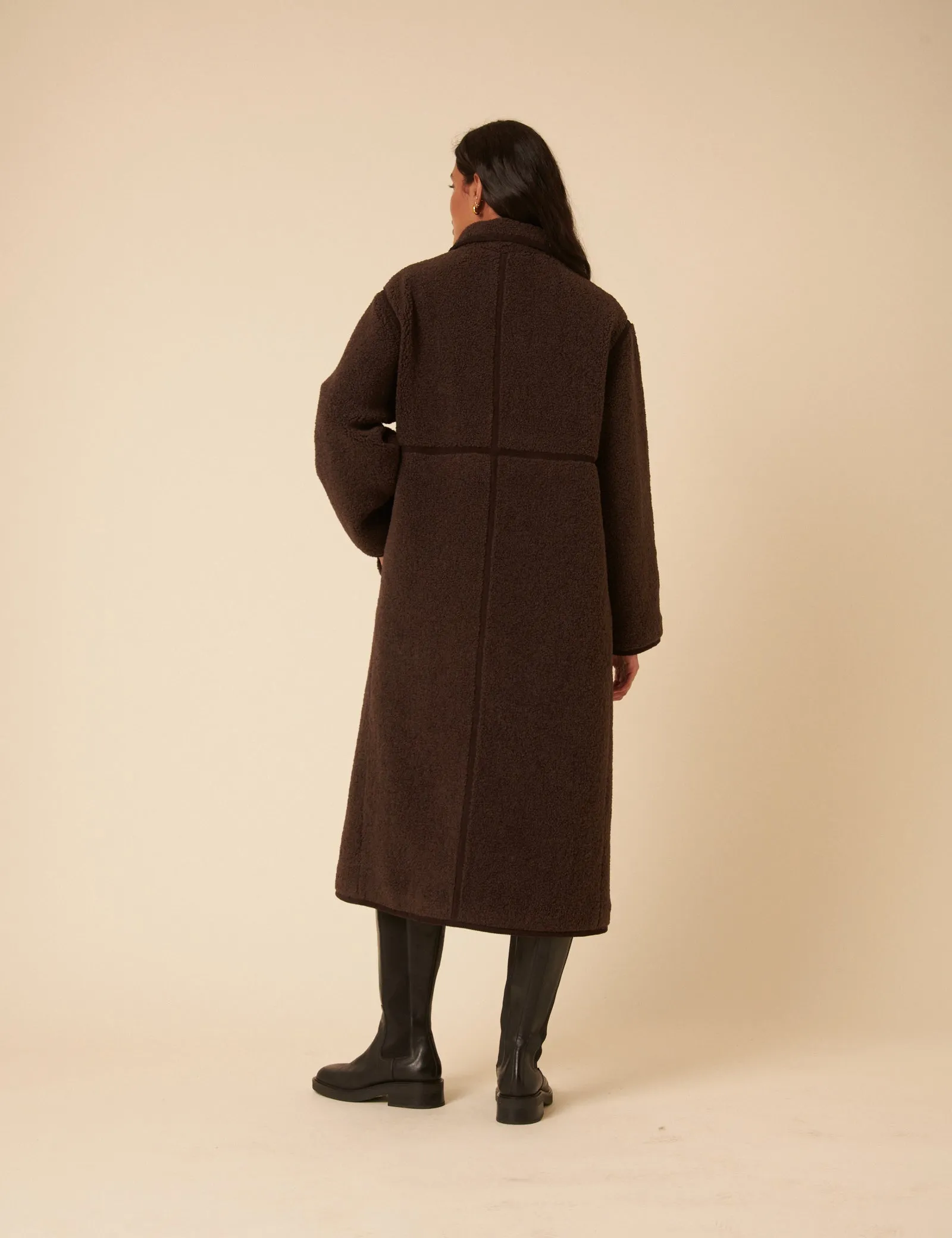 Brown Long Borg Duffle Coat sold by Nobody's Child product image thumbnail 5