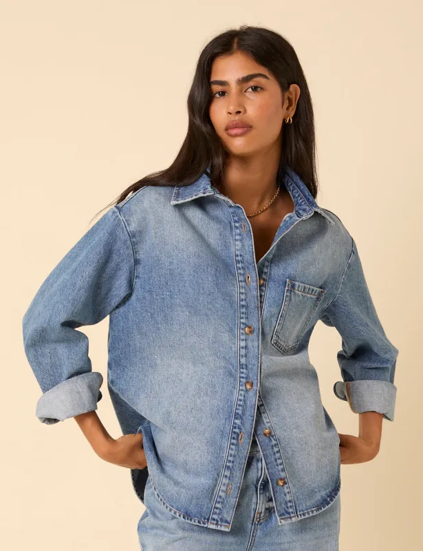 Blue Denim Oversized Shirt sold by Nobody's Child