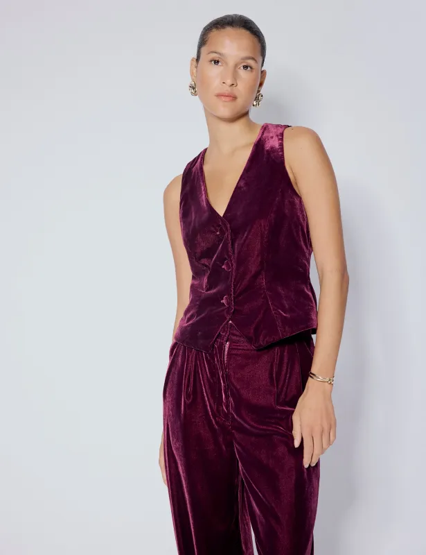 Burgundy Velvet Waistcoat sold by Nobody's Child