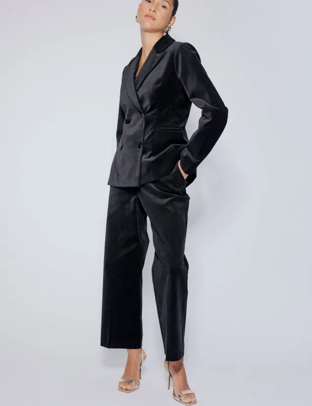 Black High Waisted Velvet Trousers sold by Nobody's Child